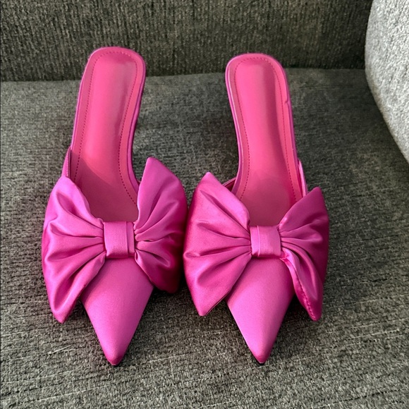 Shoes - Elegant Pink Bow Women's Mules